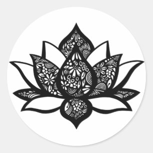 Black and White Lotus Flower Sticker