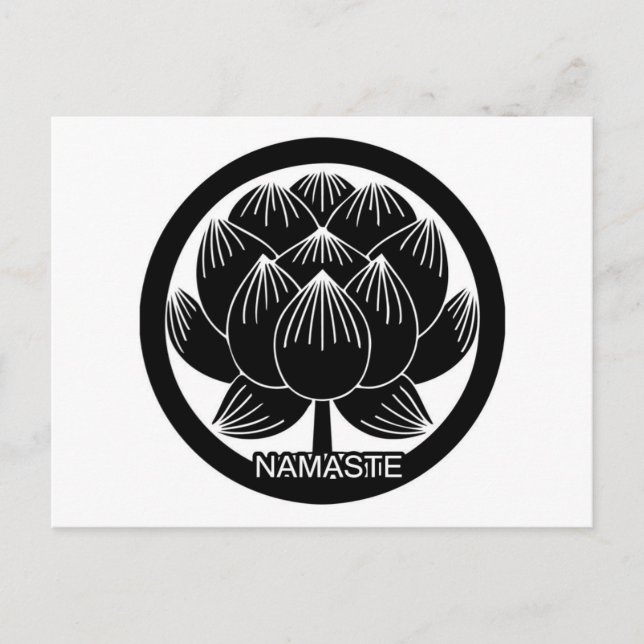 Black and White Lotus Namaste Postcard (Front)