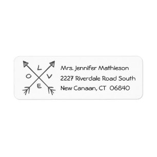 Black And White Love Arrows Address Return Address Label