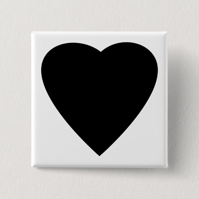 Black and White Love Heart Design. 15 Cm Square Badge (Front)