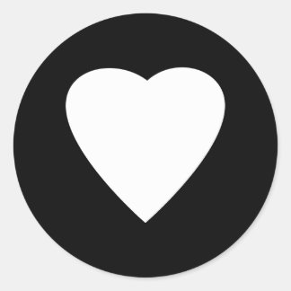 Black and White Love Heart Design. Classic Round Sticker