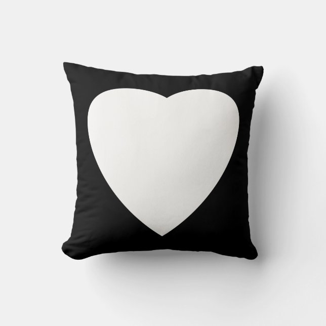 Black and White Love Heart Design. Cushion (Front)