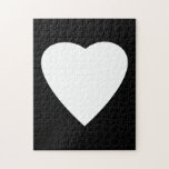 Black and White Love Heart Design. Jigsaw Puzzle<br><div class="desc">A white heart on a black background.</div>