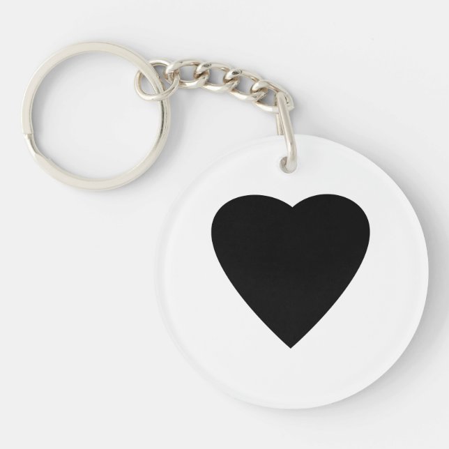 Black and White Love Heart Design. Key Ring (Front)