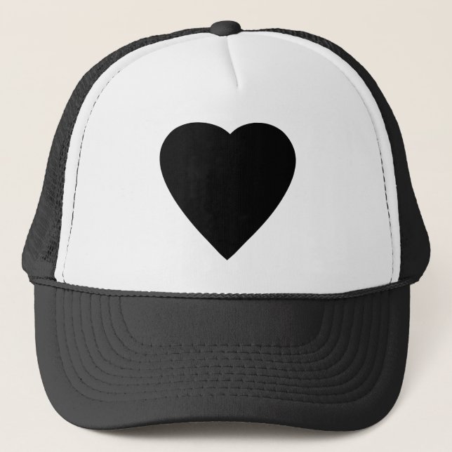 Black and White Love Heart Design. Trucker Hat (Front)