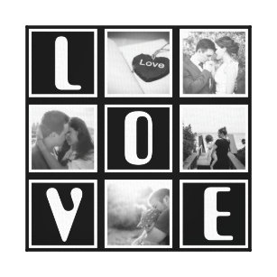 Black and white love photo collage canvas print