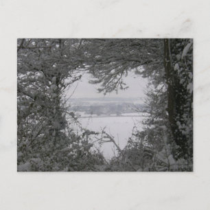 Black and White Love Snow Heart Photo Christmas Holiday Postcard