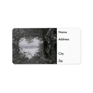 Black and White Love Snow Heart Photo Christmas Label