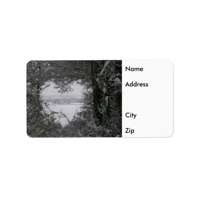 Black and White Love Snow Heart Photo Christmas Label (Front)