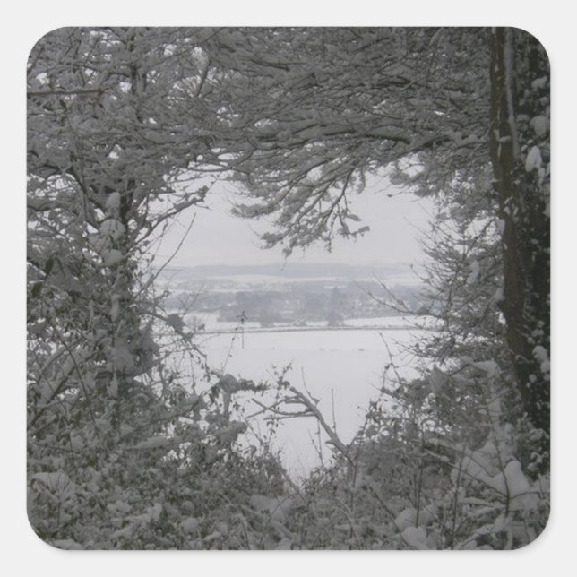 Black and White Love Snow Heart Photo Christmas Square Sticker (Front)