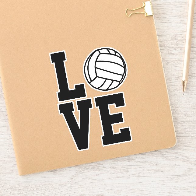 Black and White Love Volleyball Vinyl Decal (Notebook)