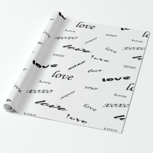 Black and White Love Xoxo Pattern Wrapping Paper