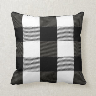 Black and White Lumberjack Plaid Flannel Pattern Cushion