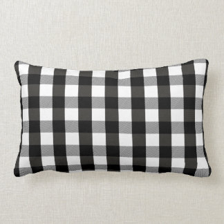 Black and White Lumberjack Plaid Lumbar Cushion