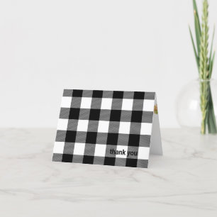 black and white lumberjack plaid thank you card