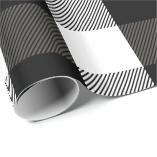 Black and White Lumberjack Plaid Wrapping Paper