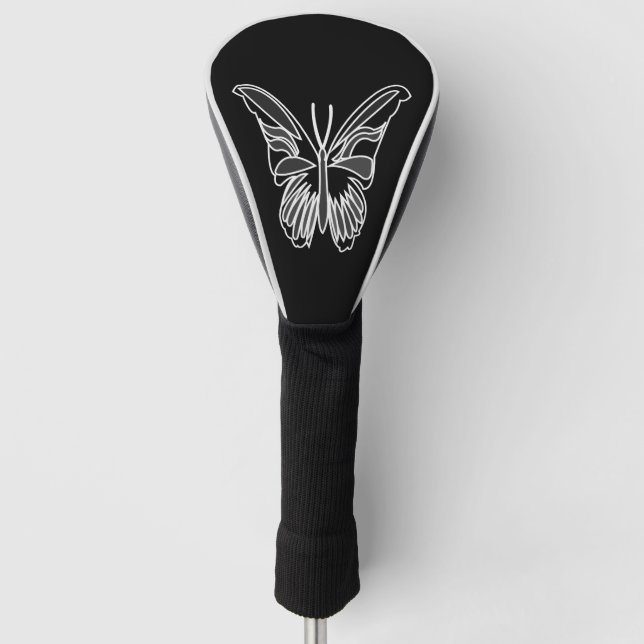 Black and White Luna Moth Butterfly Golf Head Cover (Front)