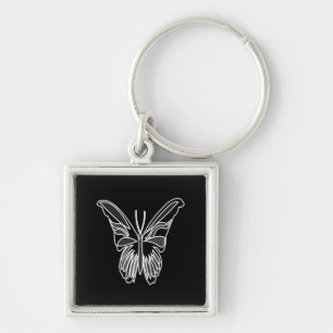 Black and White Luna Moth Butterfly Key Ring