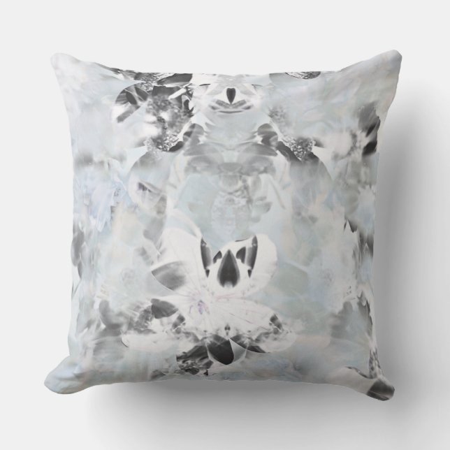 Black and white luxurious abstract modern art cushion (Front)