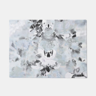 Black and white luxurious abstract modern art doormat