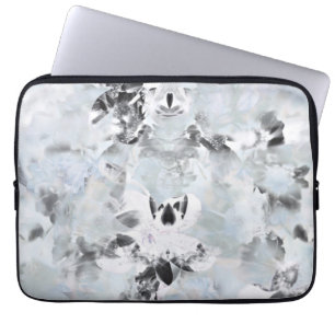 Black and white luxurious abstract modern art laptop sleeve