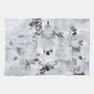 Black and white luxurious abstract modern art tea towel