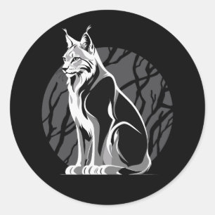 Black And White Lynx Classic Round Sticker