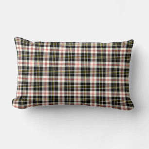 Black and White MacPherson Clan Formal Plaid Lumbar Cushion