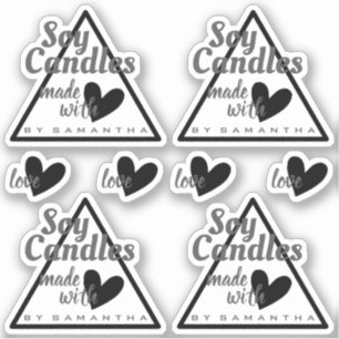 Black and White Made with Love Heart Soy Candles