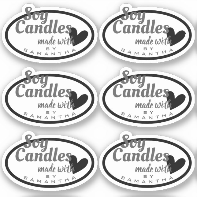 Black and White Made with Love Heart Soy Candles (Front)