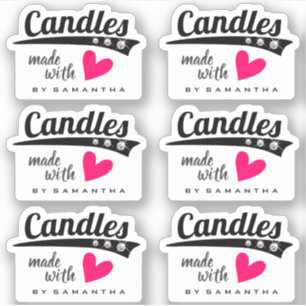 Black and White Made with Love Pink Heart Candles