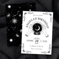 Black and white magic moon crystal ball birthday