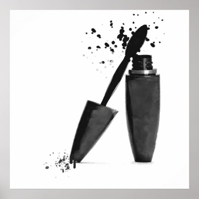 Black and white makeup beauty mascara fashion poster (Front)