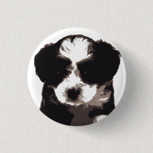 Black and White Maltese Puppy Dog 3 Cm Round Badge