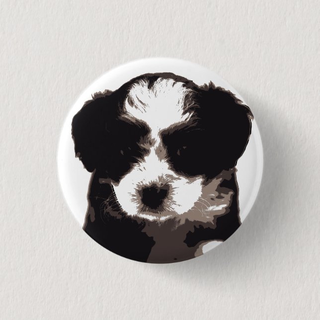 Black and White Maltese Puppy Dog 3 Cm Round Badge (Front)
