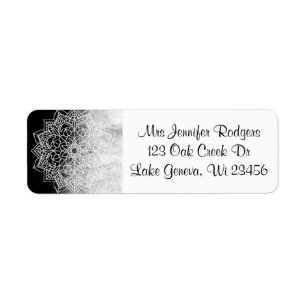Black and White Mandala Abstract Return Address Label