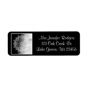Black and White Mandala Abstract Return Address Label