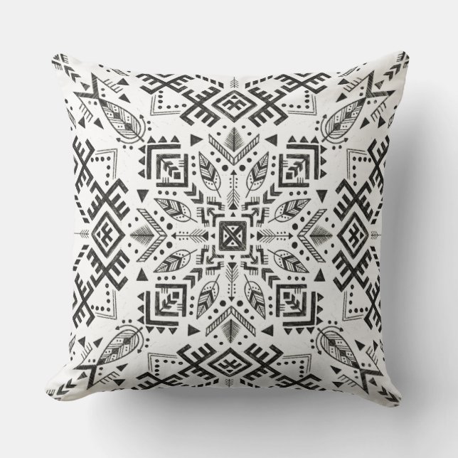 Black and White Mandala  Cushion (Front)