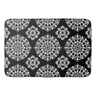 Black and White Mandala Design Bath Mat