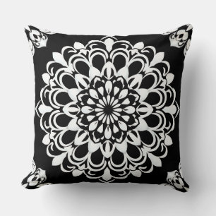 Black and White Mandala Design Cushion