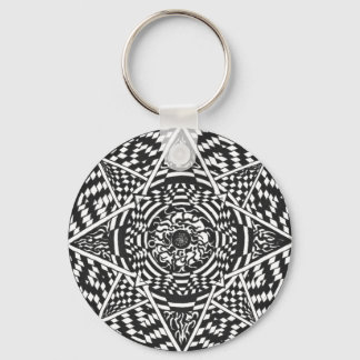 Black and white mandala design key ring