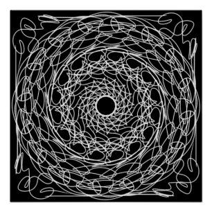 Black and white mandala design poster