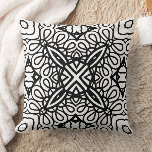Black and White Mandala Frame Pattern Cushion
