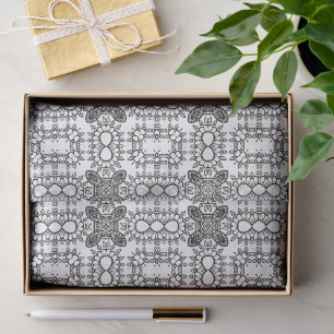 Black and White Mandala Frame Pattern Tissue Paper