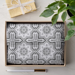 Black and White Mandala Frame Pattern Tissue Paper