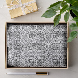 Black and White Mandala Frame Pattern Tissue Paper