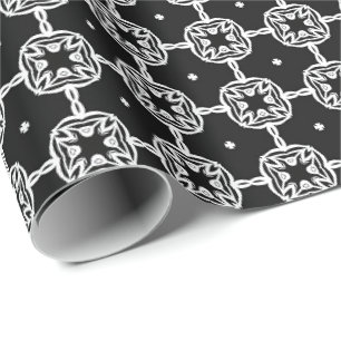 Black and White Mandala lines Pattern 10 Wrapping Paper