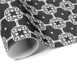Black and White Mandala lines Pattern 10 Wrapping Paper