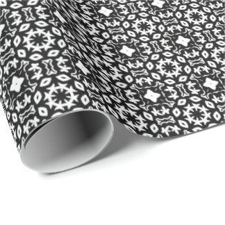 Black and White Mandala lines Pattern 2 Wrapping Paper