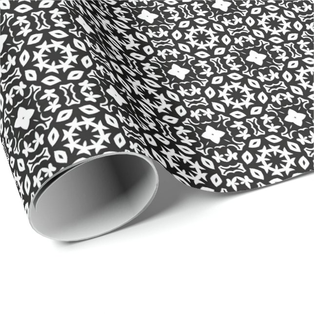 Black and White Mandala lines Pattern 2 Wrapping Paper (Roll Corner)
